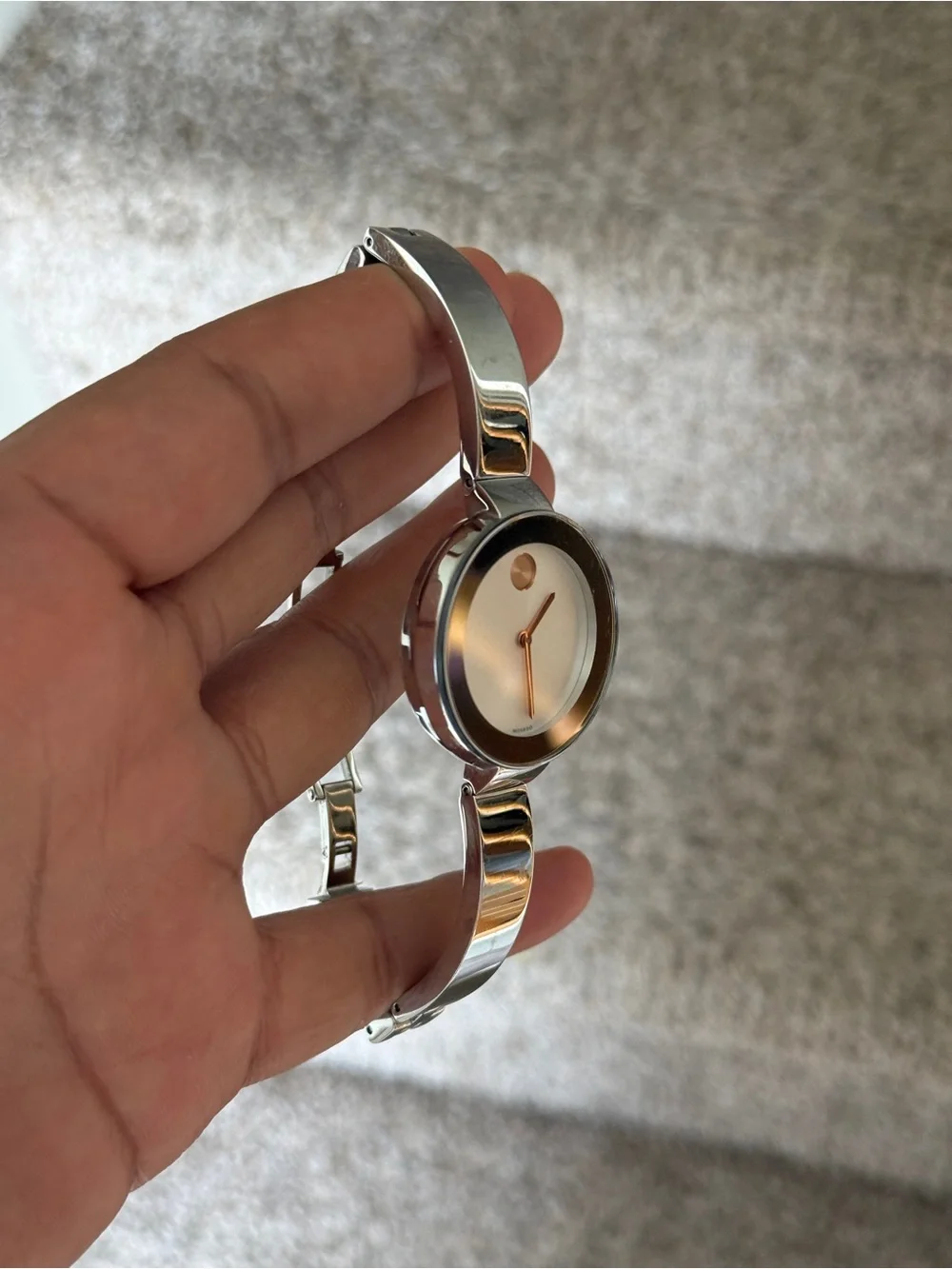 MOVADO Bold Silver Dial Stainless Steel Ladies Watch bangle
